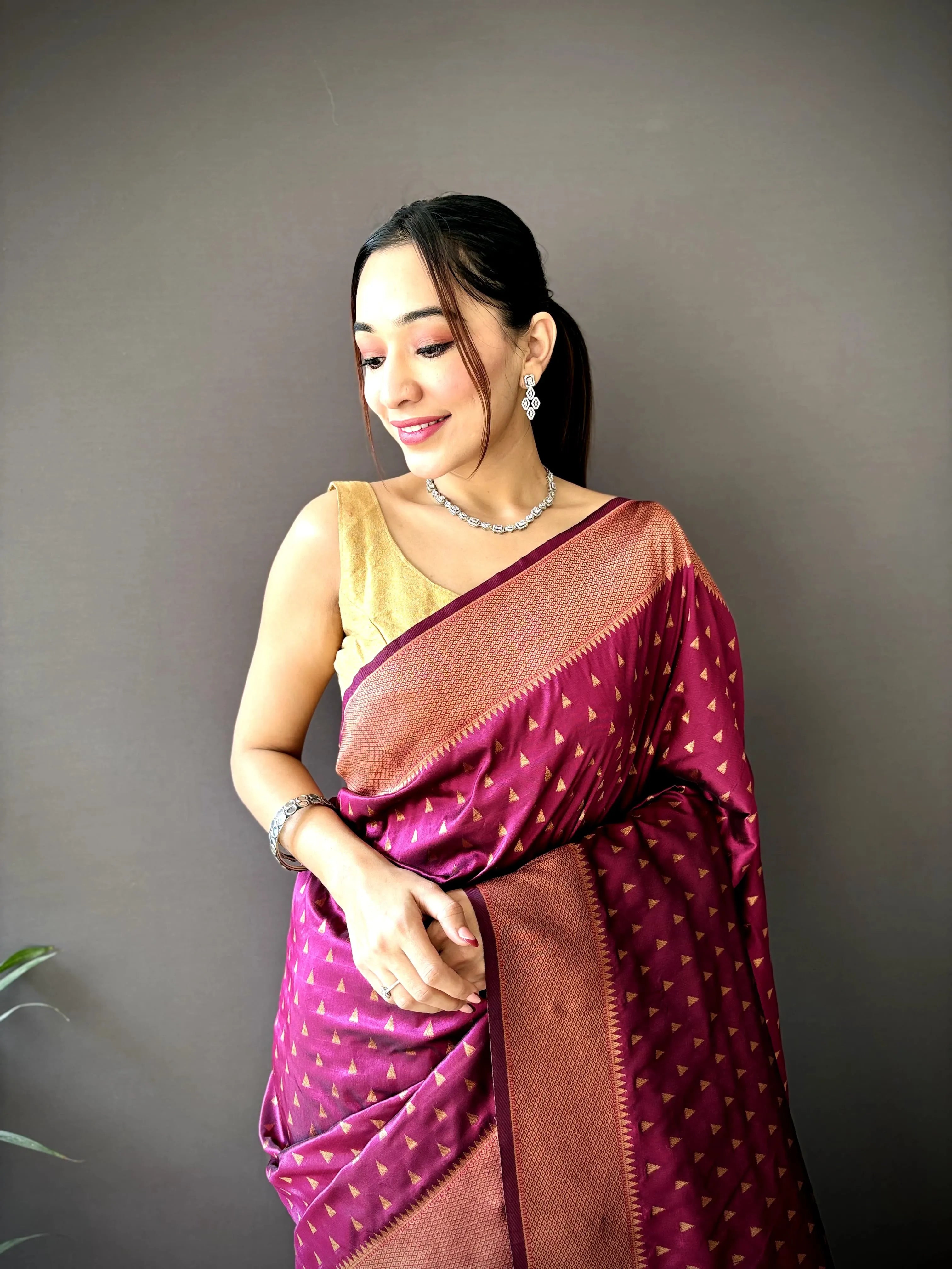 Pure Paithani Saree with Copper Zari & Designer Pallu – Soft Weave (Purple)